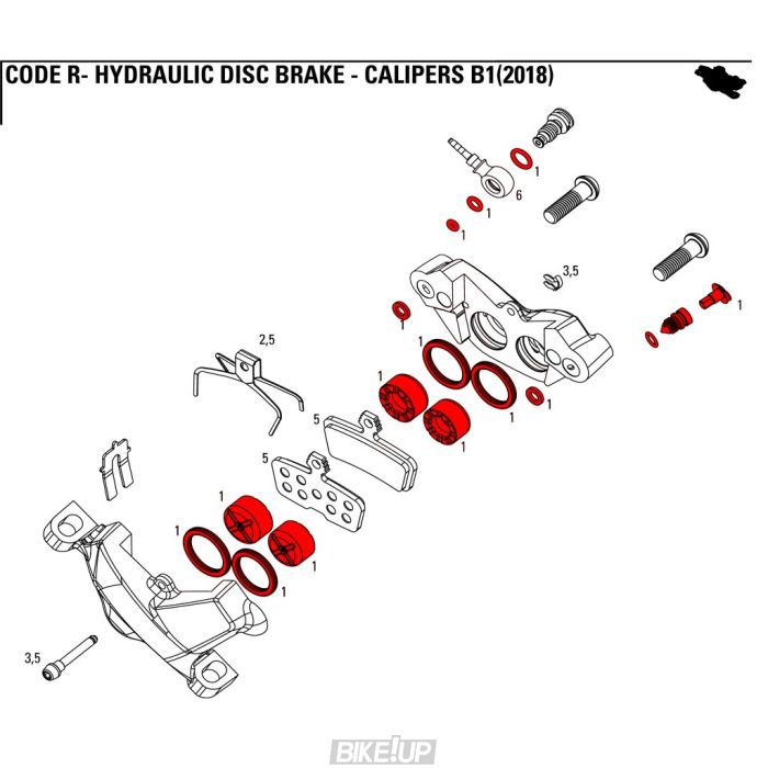 Сервисные запчасти CALIPER PISTON KIT 4 PISTON 16MM 15MM