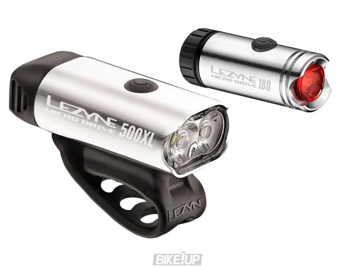 Комплект світла Lezyne MICRO DRIVE 500XL / MICRO PAIR Сріблястий 500/180 люменів Y12