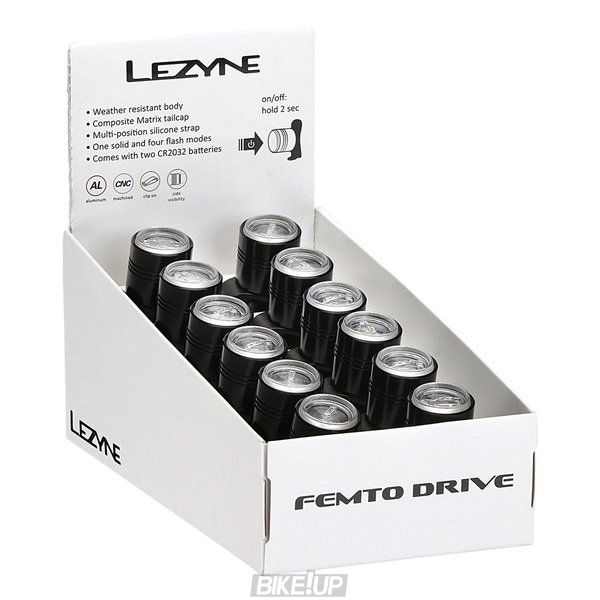 Набір переднього світла Lezyne FEMTO DRIVE BOX SET FRONT 12 штук Чорний 15 люменів Y10