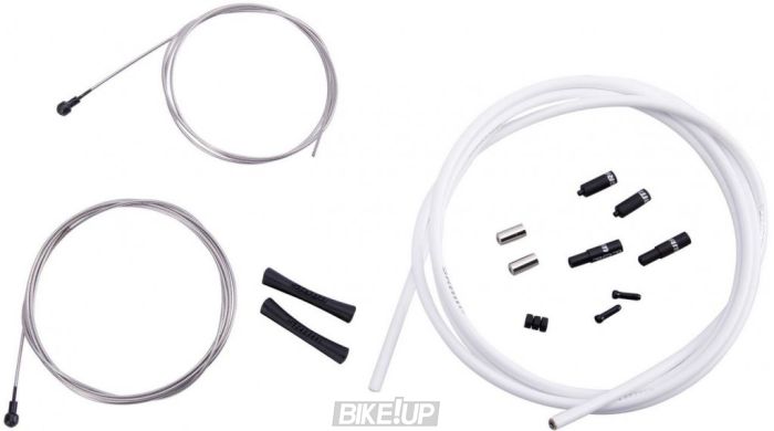 SRAM SlickWire Pro Road Brake Cable Kit 5mm White (1x 850mm, 1x 1750mm 1.5mm pol SS cables, 5mm Kevlar® reinforced linear strand housing, ferrules, end caps, frame protectors)
